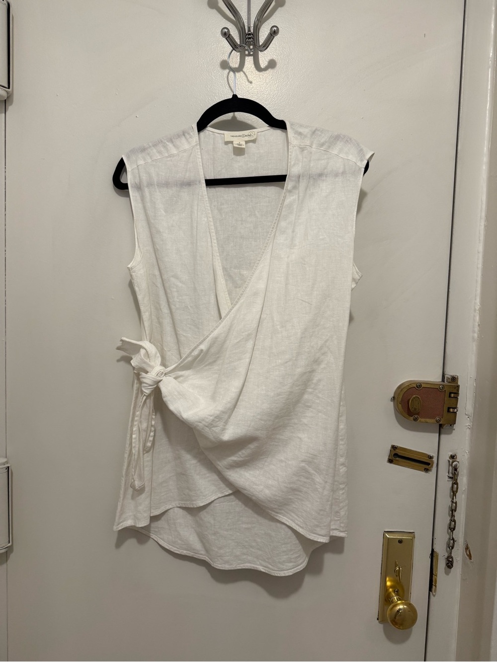 Treasure & Bond White Wrap-Front Sleeveless Camisole